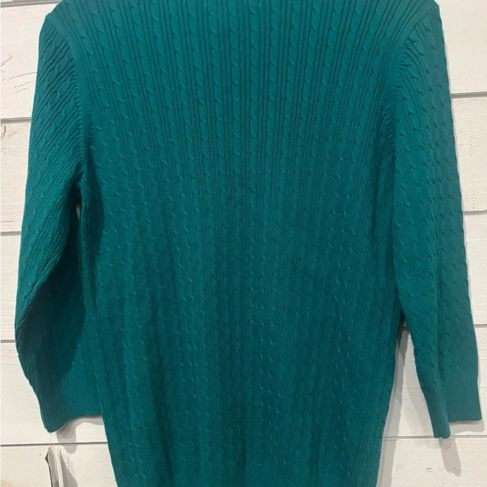 Karen Scott NWT Women's Teal Green Henley 3/4 Sleeve  Sweater in size medium - Picture 8 of 8
